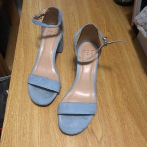 Baby blue wedged heels